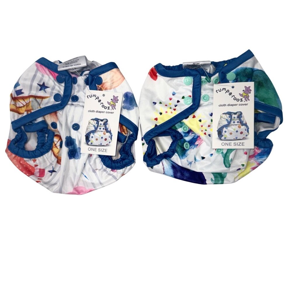 Rumparooz Cloth Diaper Cover One Size Adjustable Snap 2-Pack Bright Prints